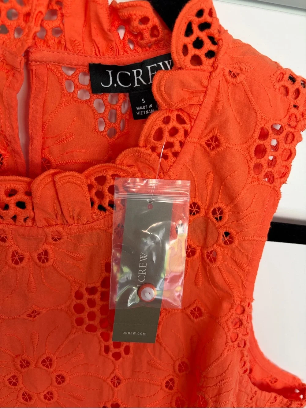 J. Crew Orange Eyelet Lace Sleeveless Shell Top
